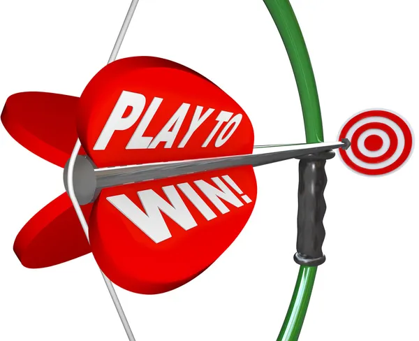 Play to Win Determination Resolve Bow Arrow Target — Stock Photo, Image