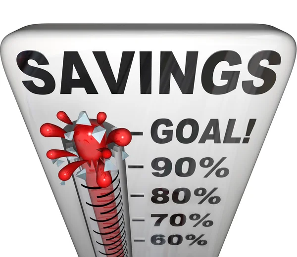Besparingen thermometer meten geld nestegg verhogen — Stockfoto