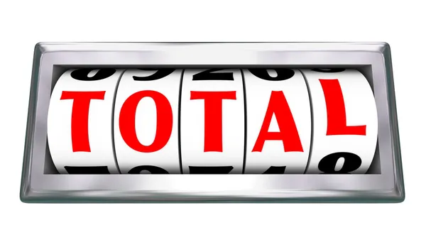 Total Word Odometer Tracking Wheels Slots Totaling Number — Stock Photo, Image