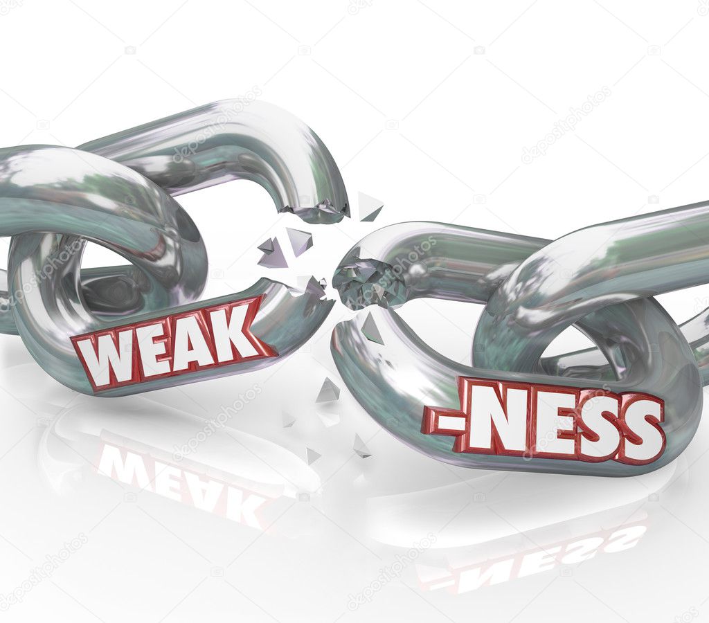 Weakness Word On Breaking Weak Chain Links Stock Photo Iqoncept 