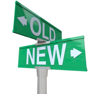 Choose Old or New 2-Way Street Sign Pointing Arrows clipart