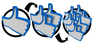 Many Thumbs Up Popularity Buzz Growing in Steps clipart