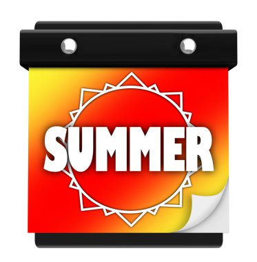 Summer Sun Page Wall Calendar Date Start New Season clipart