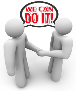 We Can Do It Two Speech Bubble Handshake clipart