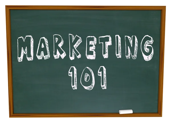 Marketing 101 Palavras no Chalkboard Basics — Fotografia de Stock