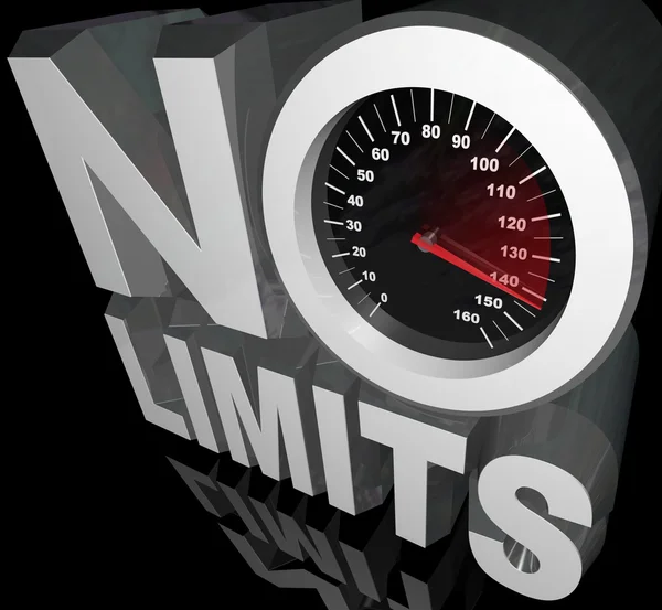 No Limits Speedometer Words Potencial ilimitado — Foto de Stock