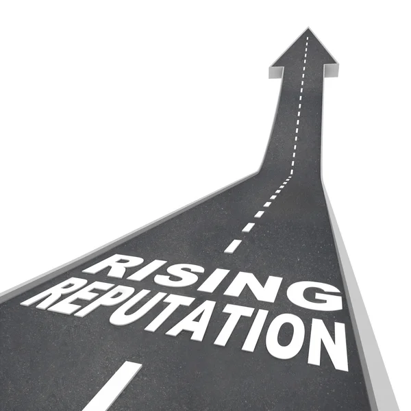 Rising Reputation - Road Arrow Up Improved Stature Opinion — Stock Photo, Image