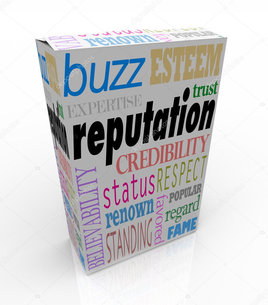 Reputation Words on Box Credible Reliable Product