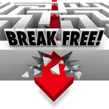 Arrow Breaks Free Through Maze to Freedom clipart