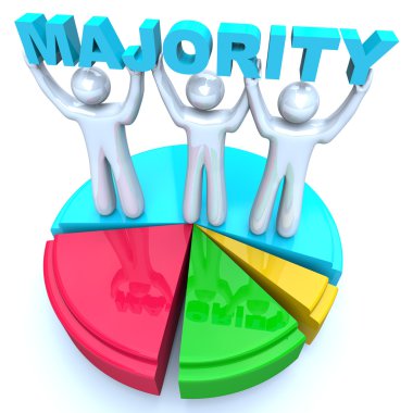 Majority Rule Holding Word on Pie Chart Winners clipart