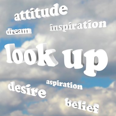 Look Up - Positive Attitude Words in Sky clipart
