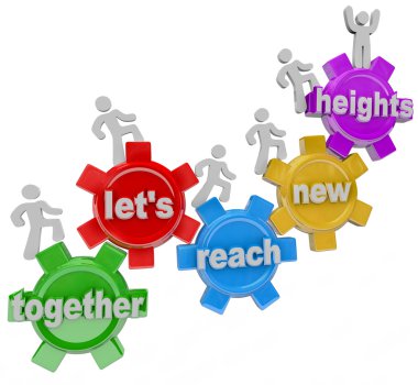 Together Let's Reach New Heights Team on Gears clipart