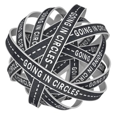 Going in Circles Lost on Endless Roads in Confusion clipart