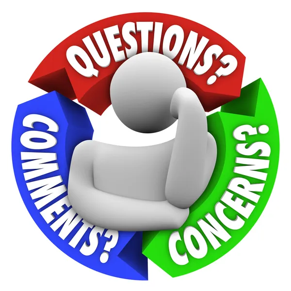 Sorular Yorumlar endişeleri müşteri destek diyagramı — Stok fotoğraf