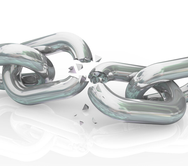 Разрушенные соединения в цепном разделении поврежденное соединение
