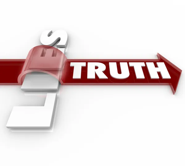 Sanningen slår lögner pilen över ordet ärlighet vs oärlighet — Stockfoto