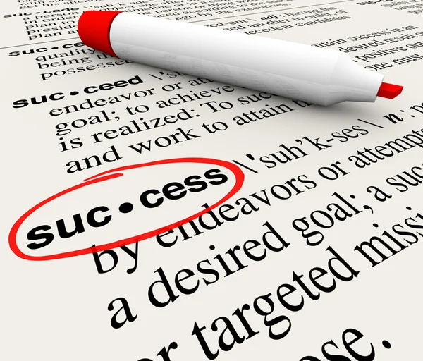 Succes woord definitie zin omcirkeld in het woordenboek — Stockfoto