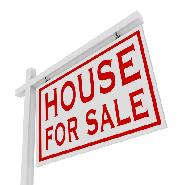 House for Sale White Sign Advertise Home Real Estate — Stock Photo, Image