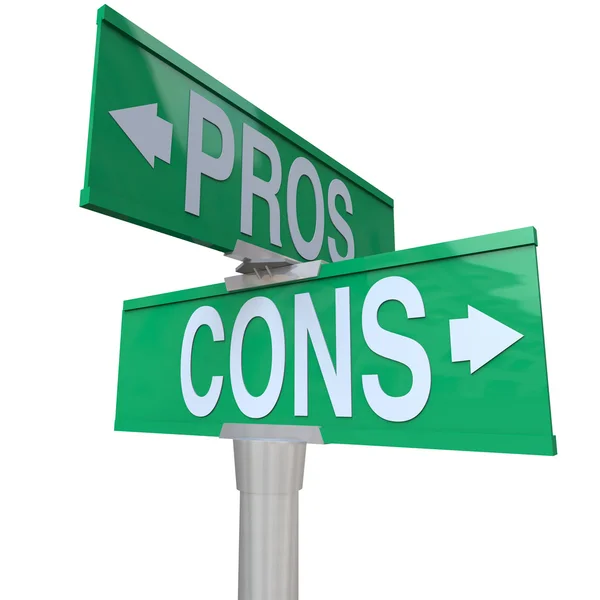 Pros and Cons Two-Way Street Signs Comparing Options — Stock Photo, Image