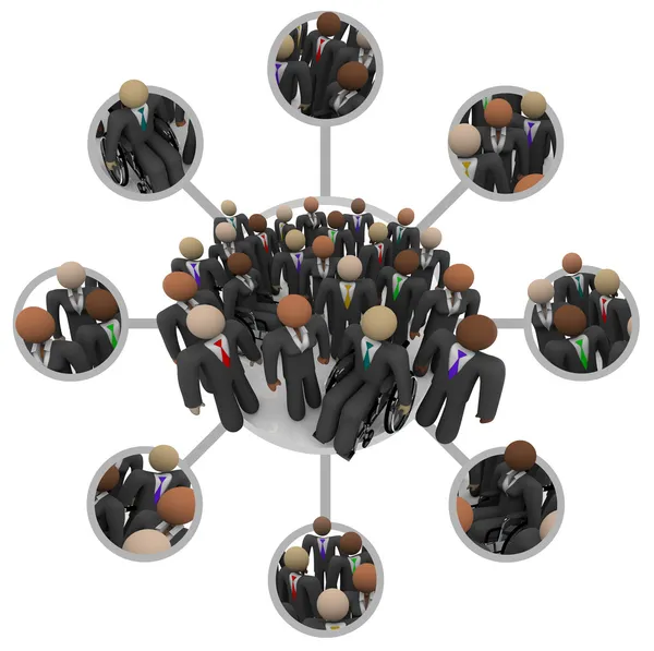Diversifizierte Belegschaft vernetzter Berufstätiger in Anzügen — Stockfoto