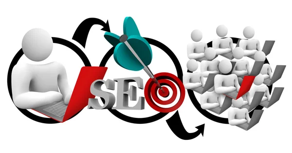 Search engine optimalisatie seo diagram verhogingsverkeer — Stockfoto