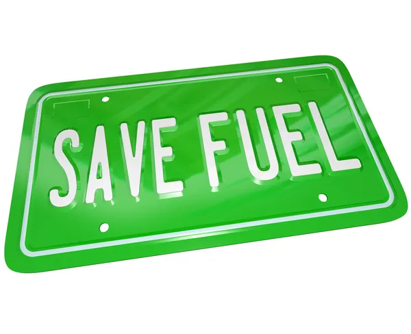 Oszczędzania paliwa zielone tablice rejestracyjne ziemi przyjazne — Zdjęcie stockowe