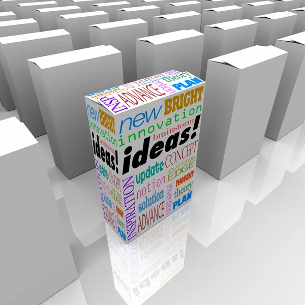 Muitas caixas de ideias - Uma caixa de produto diferente se destaca — Fotografia de Stock