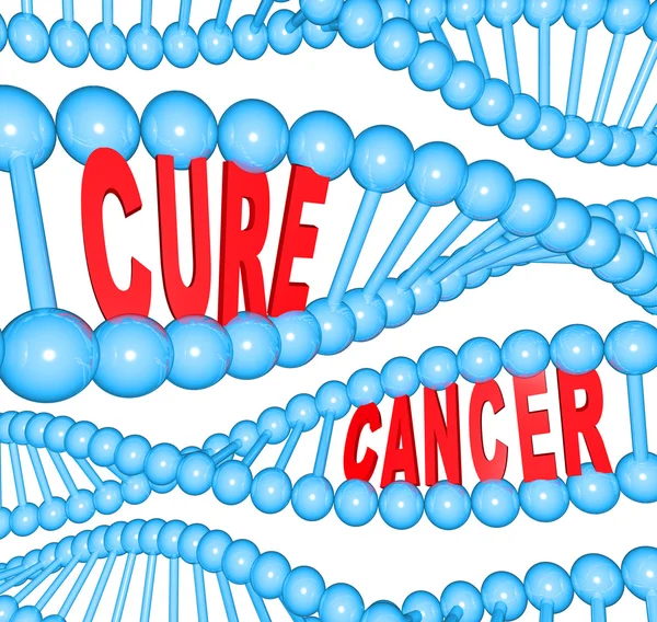 Cure Cancer Words in DNA Strands Medical Research — Stock Photo, Image