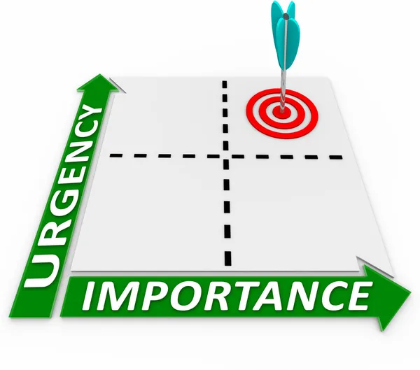 Matriz de importancia de urgencia: flecha y objetivo — Foto de Stock