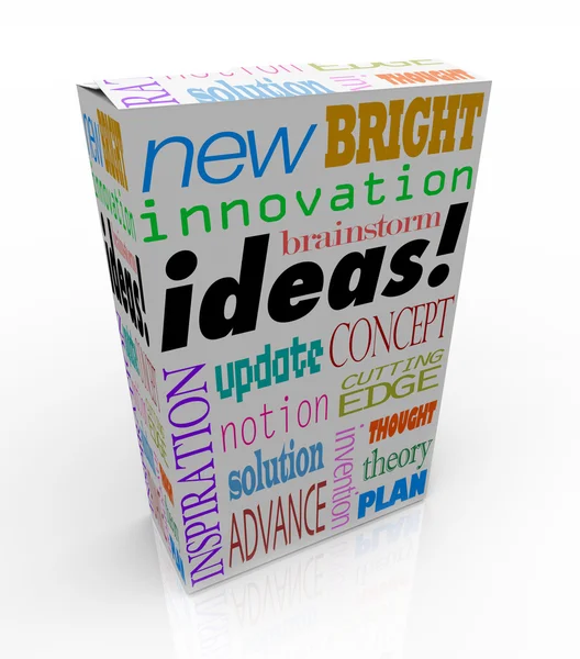 Idéer produkt låda innovativa brainstorm konceptet inspiration — Stockfoto