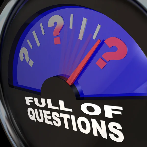 Vol vragen brandstof gauge vragen voor antwoorden — Stockfoto