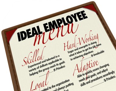 Ideal Employee Menu for Choosing Job Candidate clipart
