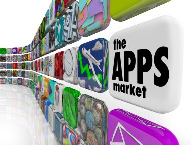The Apps Market Wall of App Application Software Icons clipart
