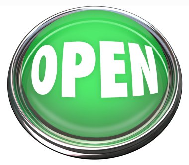 Open Round Green Button Opening Business or Press to Start clipart