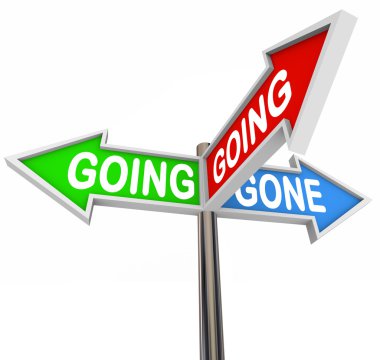 Going Going Gone 3 Three-Way Street Signs Directions clipart