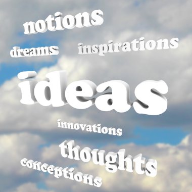 Ideas Words in Sky Dreams of Creativity and Innovation clipart