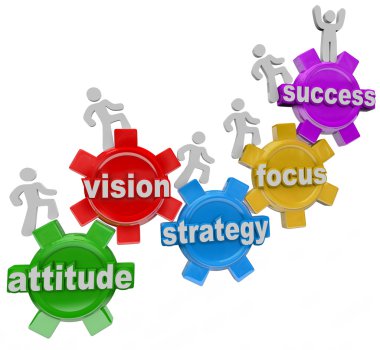 Vision Strategy Gears Rise to Achieve Success clipart