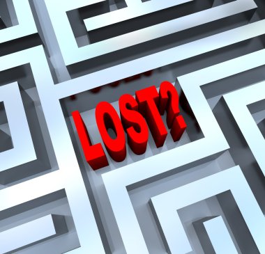 Lost Word in Maze Disoriented in Labyrinth clipart