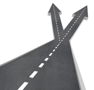 Fork in Road Ahead Choose From Two Directions clipart