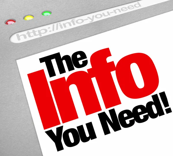 Az Info honlap képernyő számítógép Internet legel van szüksége. — Stock Fotó