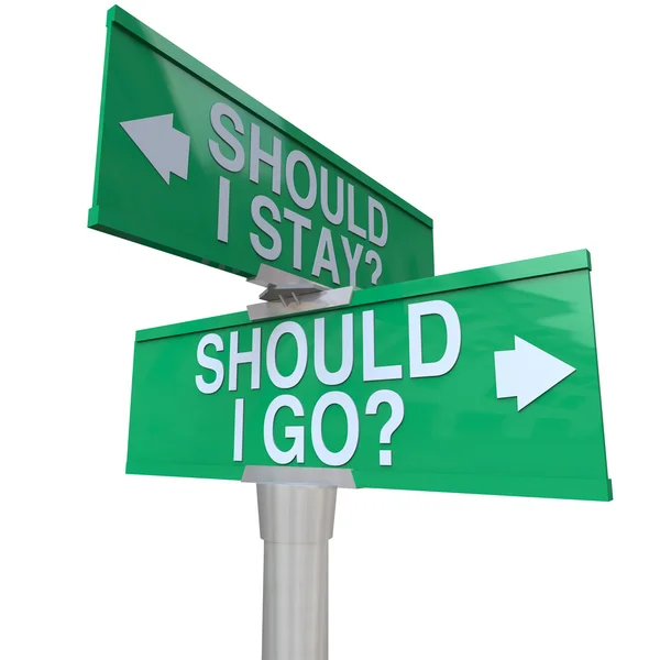 Should I Stay or Go Two Way Road Signs Make Decision — Stock Photo, Image