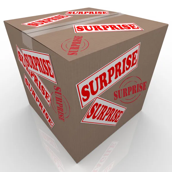Überraschungsschachtel versendet Karton-Paket — Stockfoto