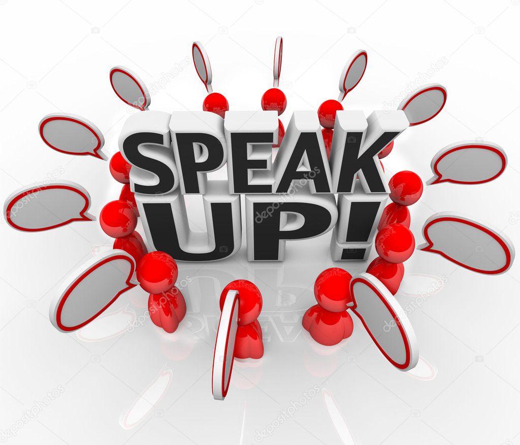 Speak Up Speech Bubble Talking in Group
