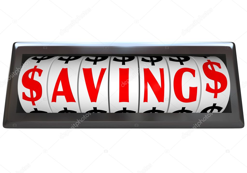 Savings Word on Odometer Dials Save Money Sale