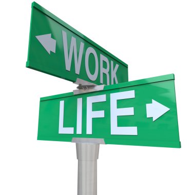 Work vs Life Balance Choices Two Way Street Road SIgns clipart