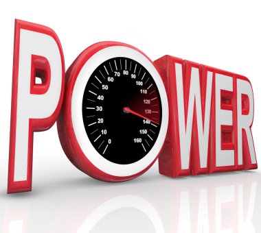 Power Word Speedometer Powerful Energy Speed Racing clipart