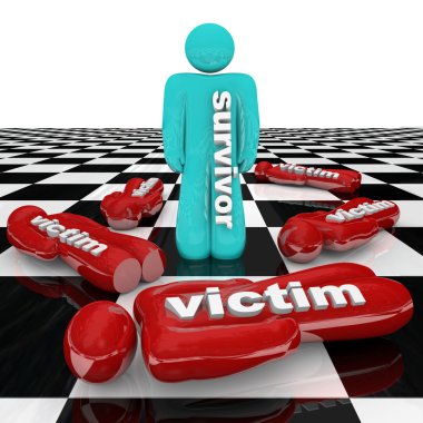 One Survivor Among Many Victims Person Stands Alone clipart
