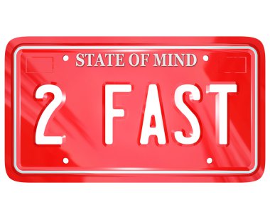 2 Fast Words on Red Vanity License Plate Speedy Driver clipart