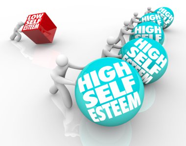 High Vs Low Self Esteem Losing Race of Confidence Attitude clipart