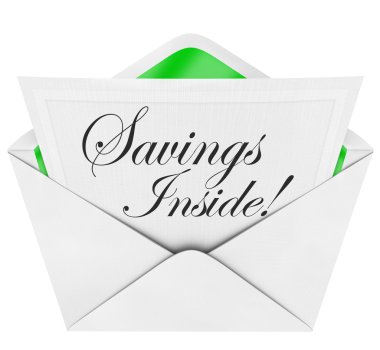 Savings Inside Envelope Coupons for Sale Discount Event clipart
